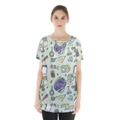 Hand Drawn Pattern School Skirt Hem Sports Top by Vaneshart