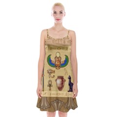 Egypt Horizontal Illustration Spaghetti Strap Velvet Dress by Vaneshart