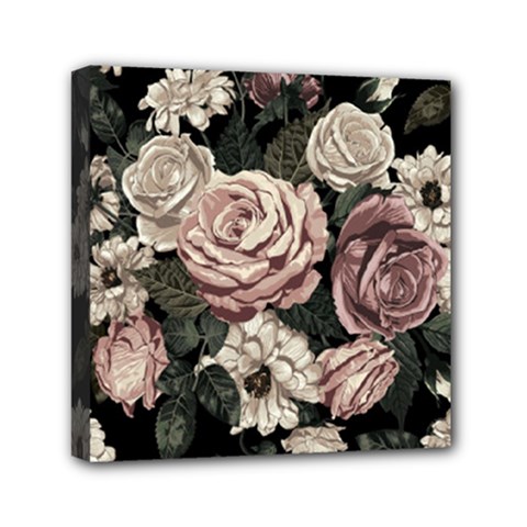 Elegant Seamless Pattern Blush Toned Rustic Flowers Mini Canvas 6  X 6  (stretched) by Vaneshart