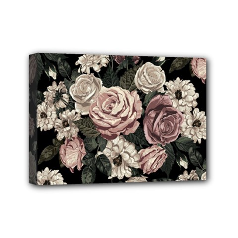 Elegant Seamless Pattern Blush Toned Rustic Flowers Mini Canvas 7  X 5  (stretched) by Vaneshart