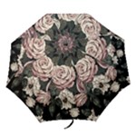 Elegant Seamless Pattern Blush Toned Rustic Flowers Folding Umbrellas