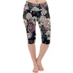 Elegant Seamless Pattern Blush Toned Rustic Flowers Lightweight Velour Cropped Yoga Leggings