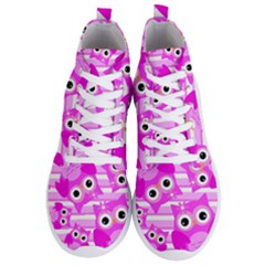 Pink Owl Pattern Background Men s Lightweight High Top Sneakers by Vaneshart