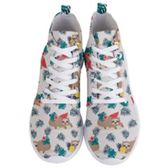 Cute Lazy Sloth Summer Fruit Seamless Pattern Men s Lightweight High Top Sneakers by Vaneshart