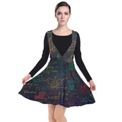 Mathematical Colorful Formulas Drawn By Hand Black Chalkboard Plunge Pinafore Dress by Vaneshart