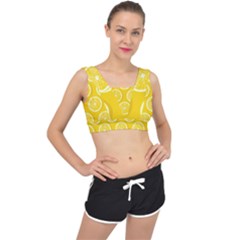 Lemon Fruits Slice Seamless Pattern V-back Sports Bra by Vaneshart