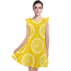 Lemon Fruits Slice Seamless Pattern Tie Up Tunic Dress by Vaneshart
