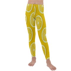 Lemon Fruits Slice Seamless Pattern Kids  Lightweight Velour Leggings by Vaneshart