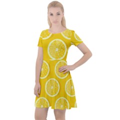 Lemon Fruits Slice Seamless Pattern Cap Sleeve Velour Dress  by Vaneshart