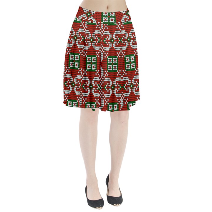 Grandma S Christmas Knitting Pattern Red Green White Colors Pleated Skirt