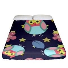 Owl Stars Pattern Background Fitted Sheet (queen Size) by Vaneshart