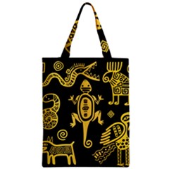 Mexican Culture Golden Tribal Icons Zipper Classic Tote Bag by Vaneshart