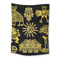 Maya Style Gold Linear Totem Icons Medium Tapestry by Vaneshart