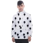 Black And White Tropical Print Pattern Men s Front Pocket Pullover Windbreaker