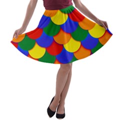 Gay Pride Scalloped Scale Pattern A-line Skater Skirt