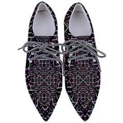 Lines And Dots Motif Geometric Seamless Pattern Pointed Oxford Shoes by dflcprintsclothing