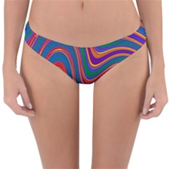 Gay Pride Rainbow Wavy Thin Layered Stripes Reversible Hipster Bikini Bottoms by VernenInk