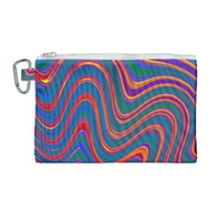 Gay Pride Rainbow Wavy Thin Layered Stripes Canvas Cosmetic Bag (large) by VernenInk