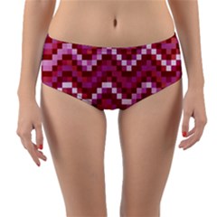 Lesbian Pride Pixellated Zigzag Stripes Reversible Mid-waist Bikini Bottoms by VernenInk