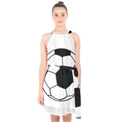 Soccer Lovers Gift Halter Collar Waist Tie Chiffon Dress by ChezDeesTees