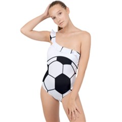 Soccer Lovers Gift Frilly One Shoulder Swimsuit by ChezDeesTees