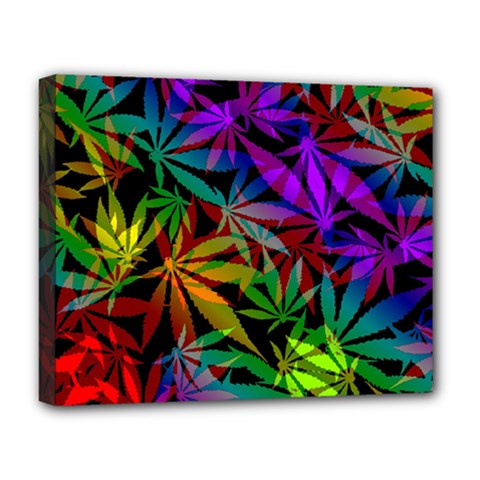 Ganja In Rainbow Colors, Weed Pattern, Marihujana Theme Deluxe Canvas 20  X 16  (stretched) by Casemiro