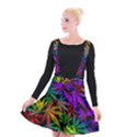 Ganja in rainbow colors, weed pattern, marihujana theme Suspender Skater Skirt View1