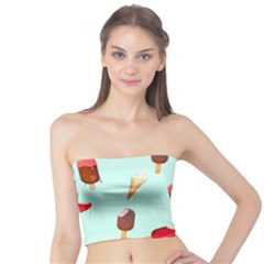 Ice Cream Pattern, Light Blue Background Tube Top