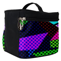 Trippy Blocks, Dotted Geometric Pattern Make Up Travel Bag (small) by Casemiro