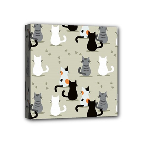 Cute Cat Seamless Pattern Mini Canvas 4  X 4  (stretched) by Vaneshart