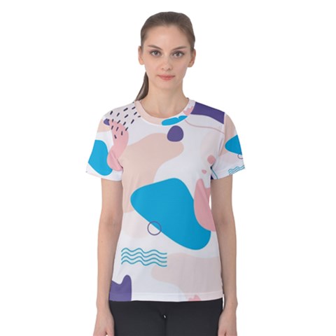 Hand Drawn Abstract Organic Shapes Background Women s Cotton Tee by Vaneshart