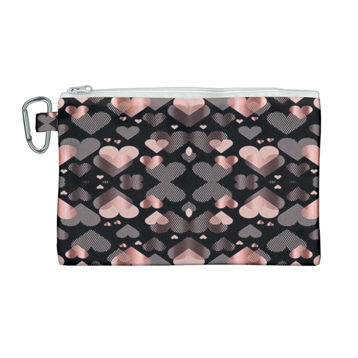 Shiny Hearts Canvas Cosmetic Bag (Large)