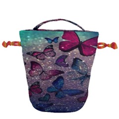 Glitter Butterfly Drawstring Bucket Bag by Sparkle