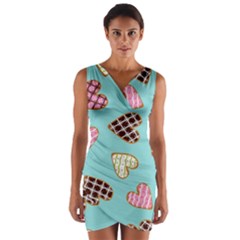 Seamless Pattern With Heart Shaped Cookies With Sugar Icing Wrap Front Bodycon Dress by Vaneshart