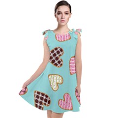 Seamless Pattern With Heart Shaped Cookies With Sugar Icing Tie Up Tunic Dress by Vaneshart