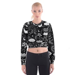 Vector-set-sketch-drawn-with-space Cropped Sweatshirt by Vaneshart
