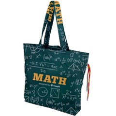 Realistic-math-chalkboard-background Drawstring Tote Bag by Vaneshart