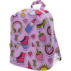 Fashion Patch Set Zip Up Backpack by Vaneshart