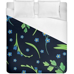 Abstract Wildflowers Dark Blue Background-blue Flowers Blossoms Flat Retro Seamless Pattern Daisy Duvet Cover (california King Size) by BangZart