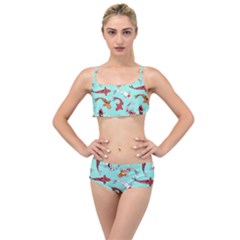Pattern With Koi Fishes Layered Top Bikini Set