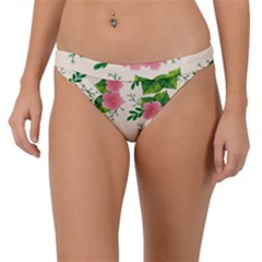 Cute Pink Flowers With Leaves-pattern Band Bikini Bottom by BangZart