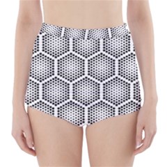 Halftone Tech Hexagons Seamless Pattern High-waisted Bikini Bottoms by BangZart