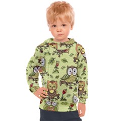 Seamless Pattern With Flowers Owls Kids  Hooded Pullover by BangZart