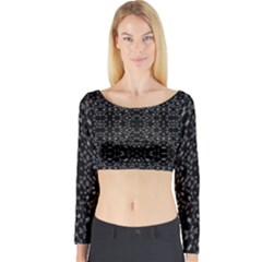 Black And White Tech Pattern Long Sleeve Crop Top