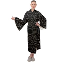 Black And White Tech Pattern Maxi Velour Kimono by dflcprintsclothing