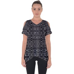 Black And White Ethnic Ornate Pattern Cut Out Side Drop Tee by dflcprintsclothing