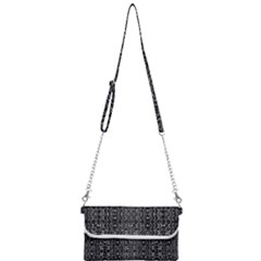 Black And White Ethnic Ornate Pattern Mini Crossbody Handbag by dflcprintsclothing