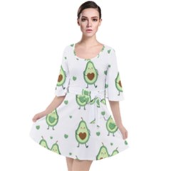 Cute Seamless Pattern With Avocado Lovers Velour Kimono Dress by BangZart