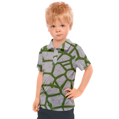 Cartoon Gray Stone Seamless Background Texture Pattern Green Kids  Polo Tee by BangZart