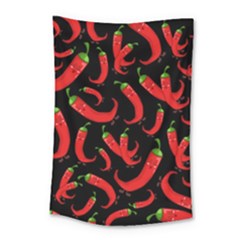 Seamless Vector Pattern Hot Red Chili Papper Black Background Small Tapestry by BangZart